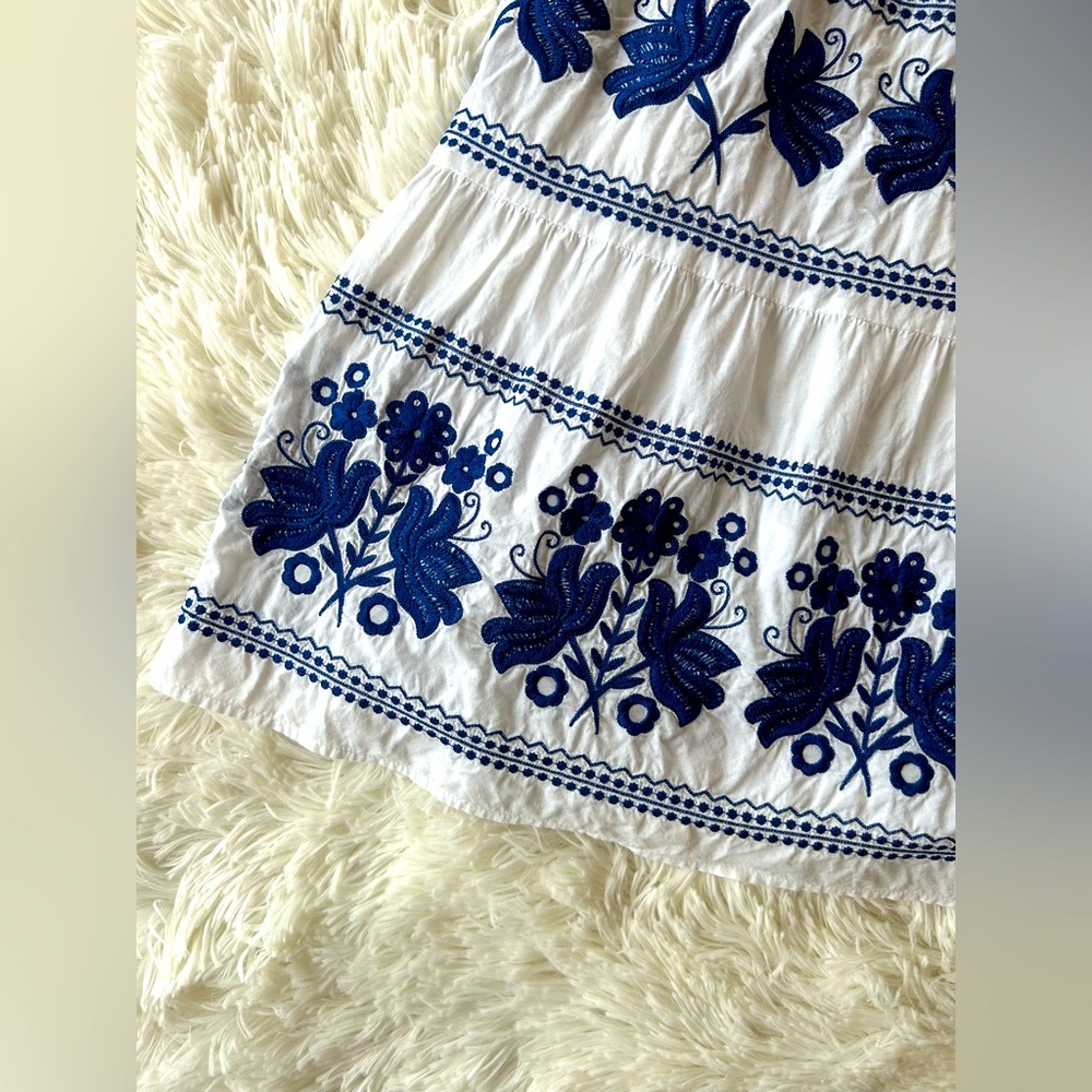 Moda International | White and Blue Embroidered Mini Sundress - Picture 3 of 9